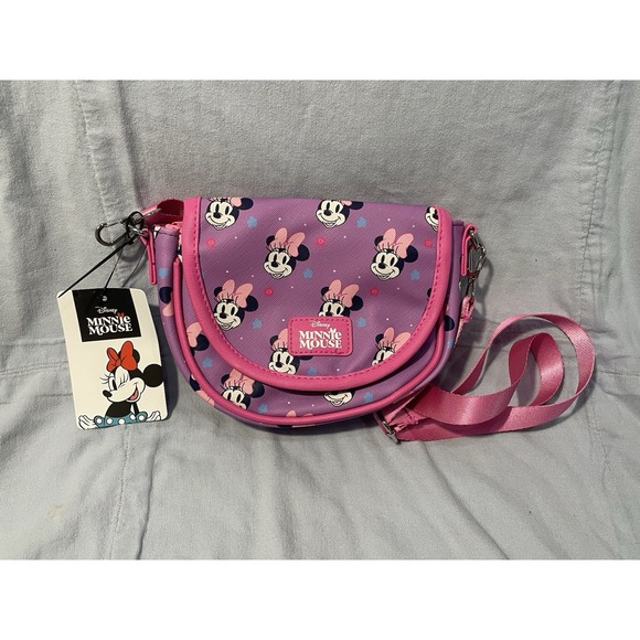 Bioworld Handbags - NEW Walt Disney Small Pink & Purple Crossbody Satchel Bag‎ Purse - Minnie Mouse